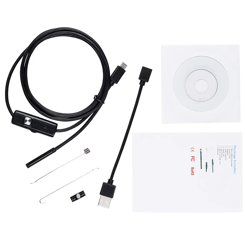 7MM Endoskopu Fotoaparát 2 v 1, USB, Mini Kamery, Vodotesný IP67 6 LED Borescope Inšpekcie Auto Inšpekcie Kamera Pre Android PC