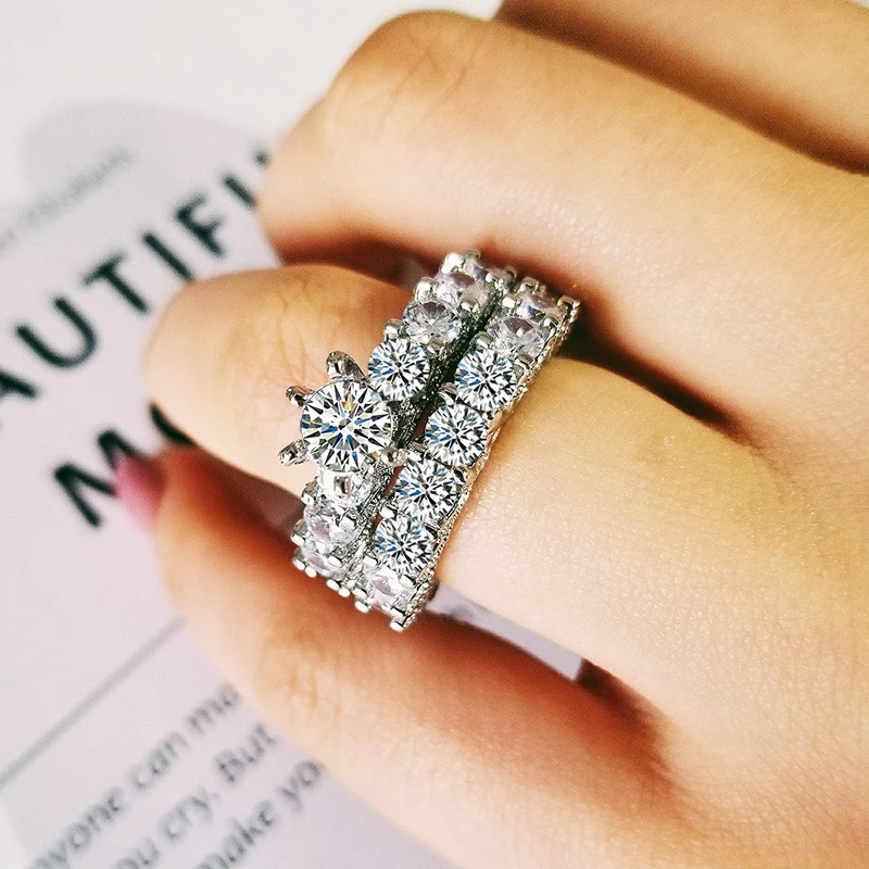 925 sterling silver luxusný svadobný prsteň pre ženy nevestu dámy zapojenie výročie darček značky veľkoobchod šperky r4995