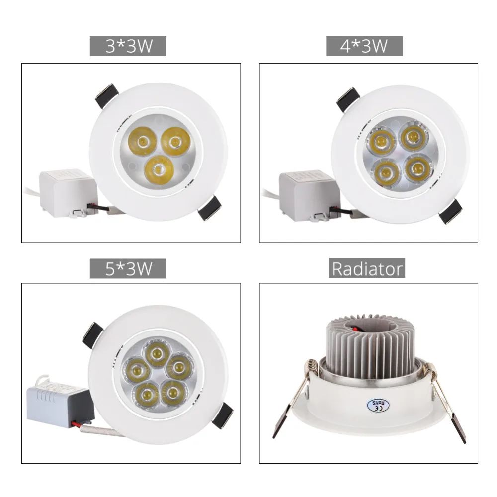 9W 12W 15W LED Downlight Stmievateľné Teplá Biela Príroda White Čisto Biely Zapustené LED Svietidlo Bodové Svetlo AC85-265V