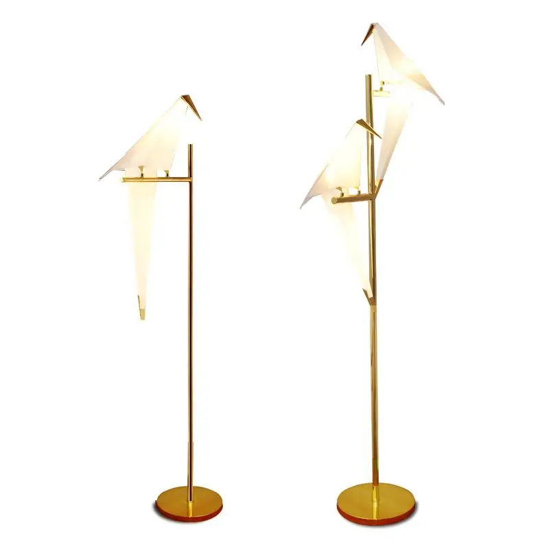 Akryl Vták Poschodí Lampa v štýle Art Deco stojacie Lampy pre Obývacia Izba, Spálňa, Stojaca Lampa Štúdia Vedľa Origami Zlato Poschodí Lampa Zariadenie