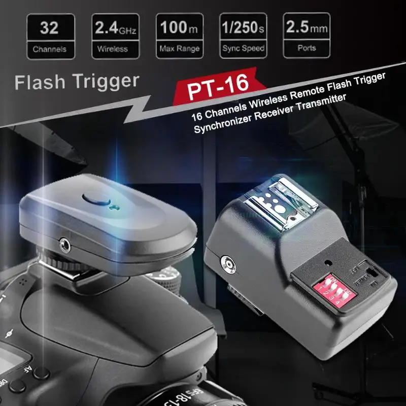 ALLOET PT-16 16 Kanálov Bezdrôtového Rádiového modulu Flash Trigger Synchronizer, Štúdio Speedlight Vysielač, Prijímač Nastavený Pre Canon, Nikon