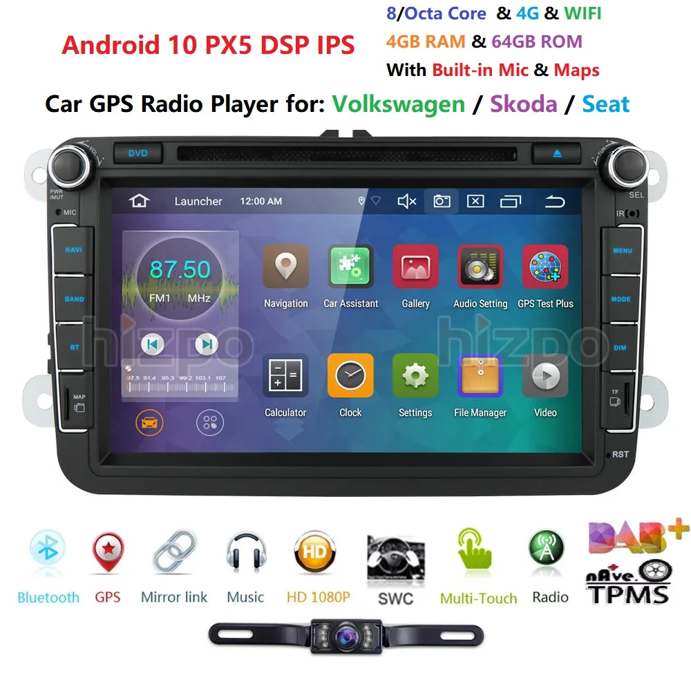 Android 10 Auto DVD pre VW SKODA Volkswagen GOLF 5 Golf 6 POLO PASSAT B7 T5 CC JETTA TIGUAN auta gps stereo navigáciu hráč dab