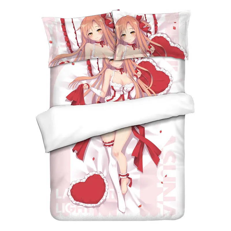 Anime Sword Art Online Yuuki Asuna posteľná bielizeň Sady Twin/Queen/Kráľ 3ks/4pcs posteľ set s obliečka na vankúš + list+Perinu Posteľ Dary