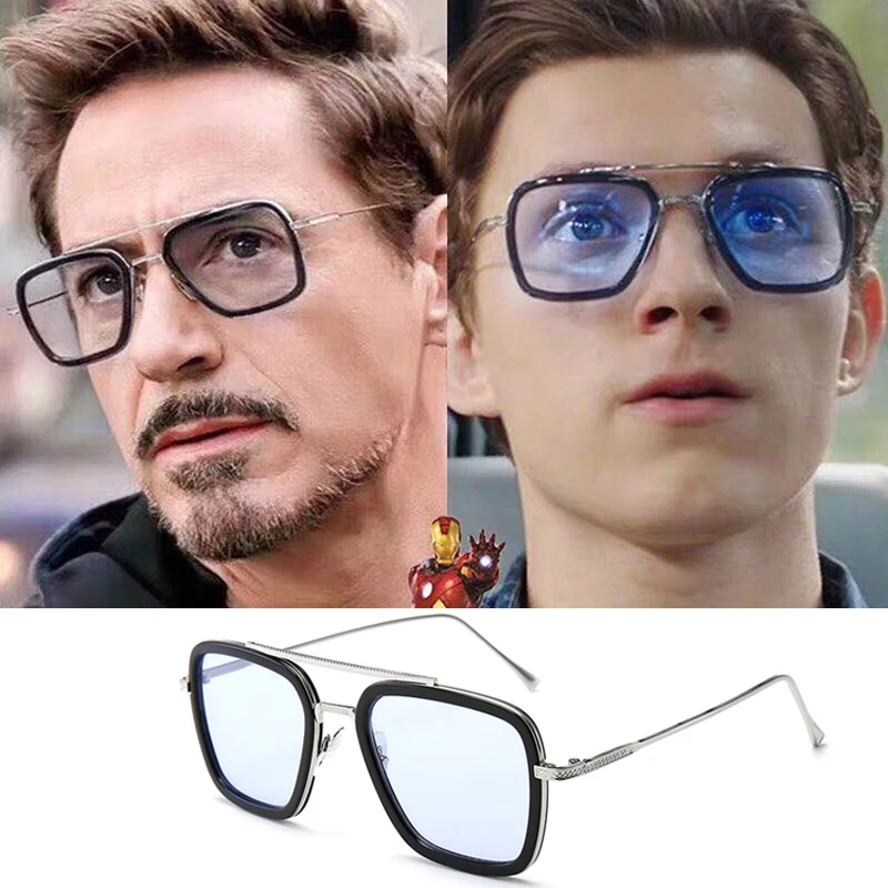 AOZE2020 Módne Tony Stark Letu Style slnečné Okuliare Mužov Námestie Dizajn Značky Slnečné Okuliare Oculos De Sol UV400 Retro muž