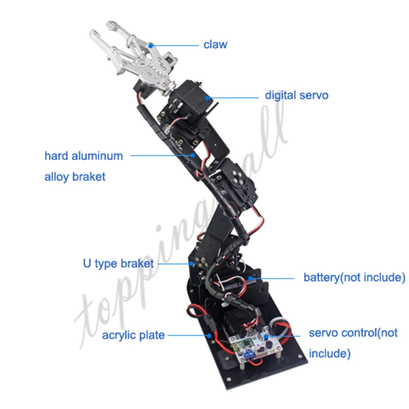 Arduino Robot 6 DOF Hliníkové Zvieracie Pazúry Mount Kit Mechanické Robotické Rameno & 6pcs Serva Kovové Servo Horn-Striebro
