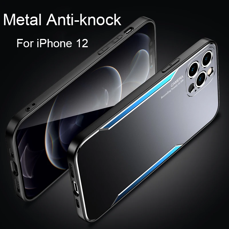 Armor Hliníka Kovové puzdro Pre iPhone 12 Mini 12 Pro MAX Coque Shockproof Kryt Pre iPhone 11 XR XS SE 2020 7 8 Plus Prípade Luxus
