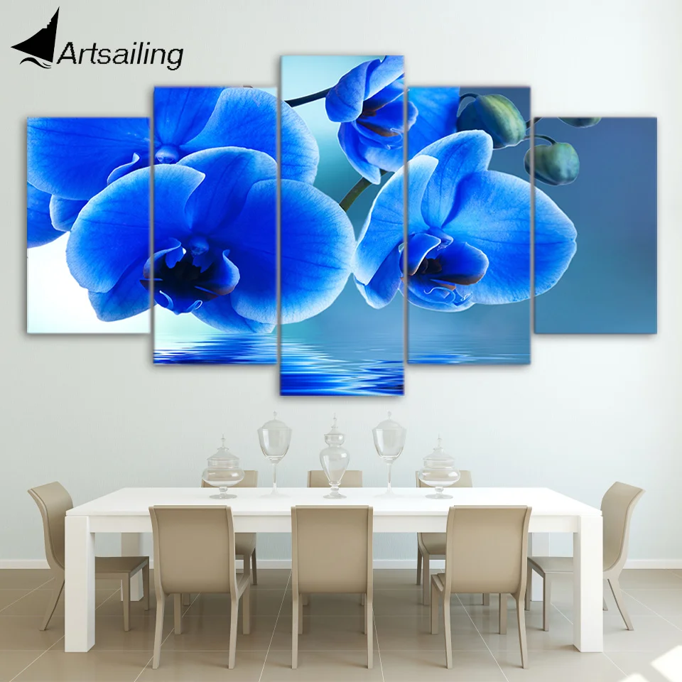 ArtSailing HD Vytlačené Modrá orchidea, kvety Skupiny Maľovanie na Plátno Tlačiť izba domáce dekorácie tlače, plagát, obraz na plátne ny-094