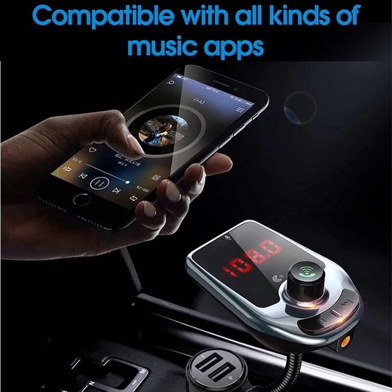 Auto Bloothtooth 5.0 MP3 Prehrávač, Bezdrôtové Hands free Súprava s AUX Auto FM Duálny USB Nabíjačka Telefónu Podpora TF Kariet