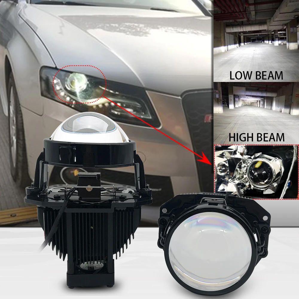 Auto LED Bi 3,0 palca Projektor Objektív univerzálne LED Svetlomety Vysoká Nízka Lúč Auto Svetlomety retrofits styling pre BMW, Audi A3
