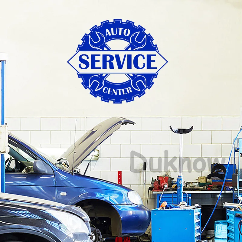 Auto Service Center Logo Vinyl Umenie Nálepky Opraviť Auto Stanice Znamení Umenia Obtlačky Garáže, Auto Služby, Dvere, Okno, Stenu, Dekorácie