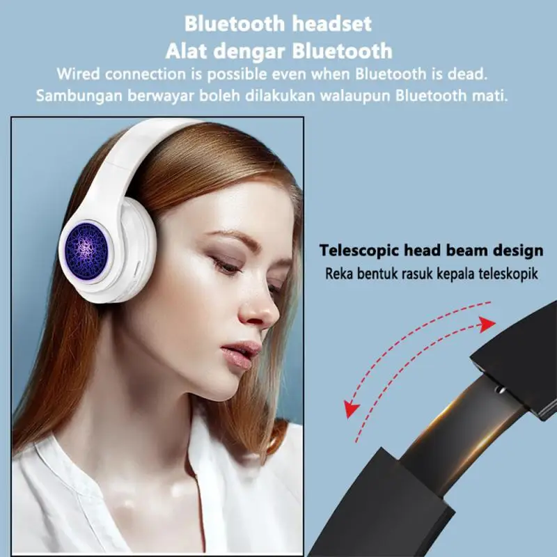 B39 pre Slúchadlá, LED Ľahký Bezdrôtový Headset, Športové Bluetooth Slúchadlo Subwoofer Univerzálne Skladacie Slúchadlá