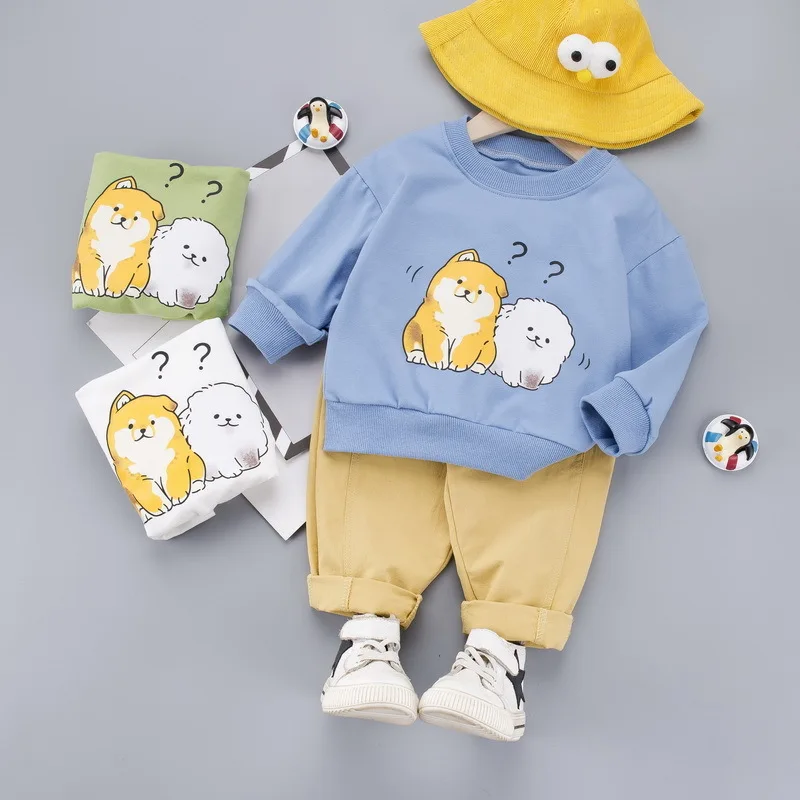 Baby Chlapci, Dievčatá Cartoon T Košele, Nohavice 2ks/stanovuje Nové Jarné Deti Ležérne Oblečenie Deti Dojčenské Oblečenie Batoľa Módne Tepláková súprava