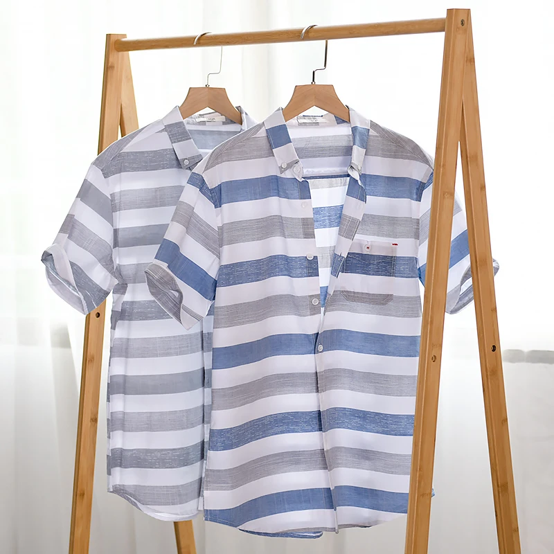 Bavlna stripe tričko s krátkym rukávom pre mužov leto značky košele muži móda bežné tričko pánske pohodlné tričká muž camisa