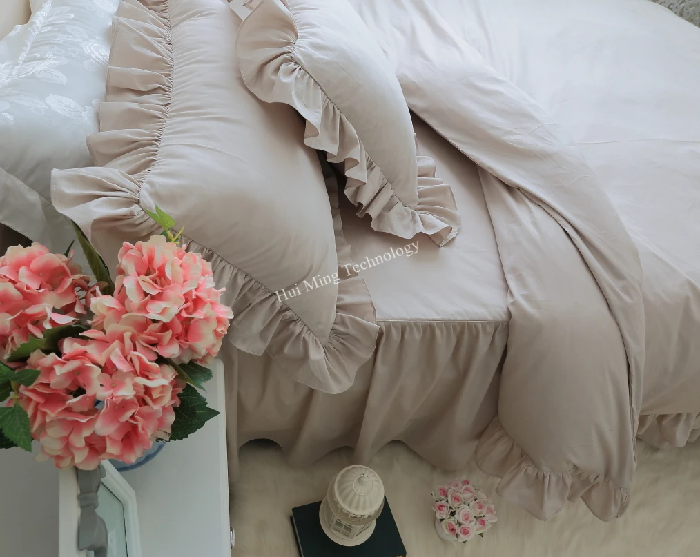 Bavlnená posteľná bielizeň nastaviť keper rozstrapatené deka kryt Pohodlné obliečka na vankúš khaki prehoz cez posteľ auta HM-16S