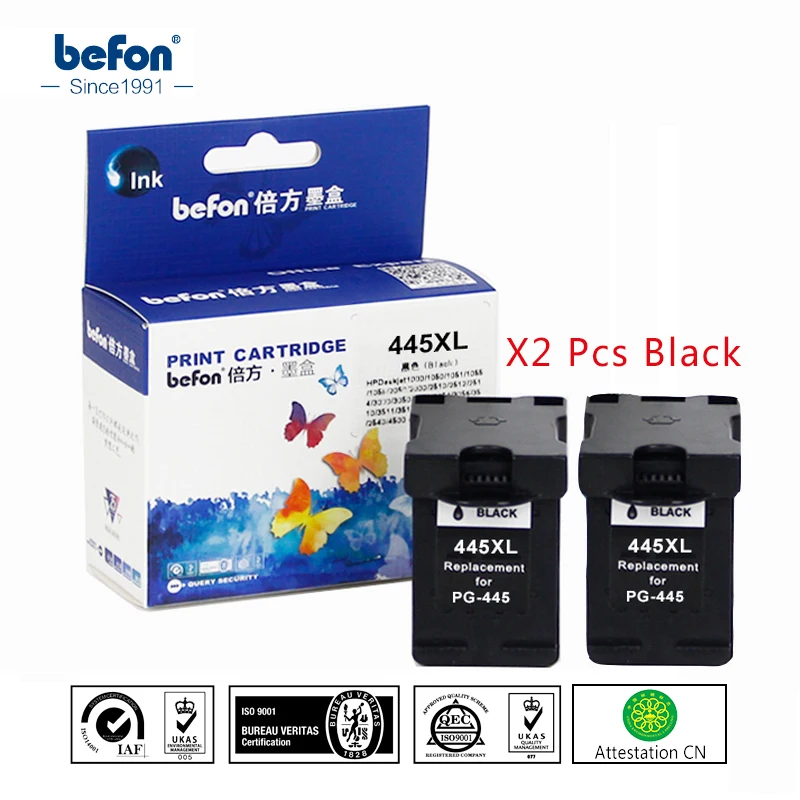 Befon X2 Kompatibilné 445XL Čierny Atrament Náhradné Kazety Pre Canon PG-445 PG445 PG 445 pre ip2840 2840 MG2440 2440 2940 MG2540