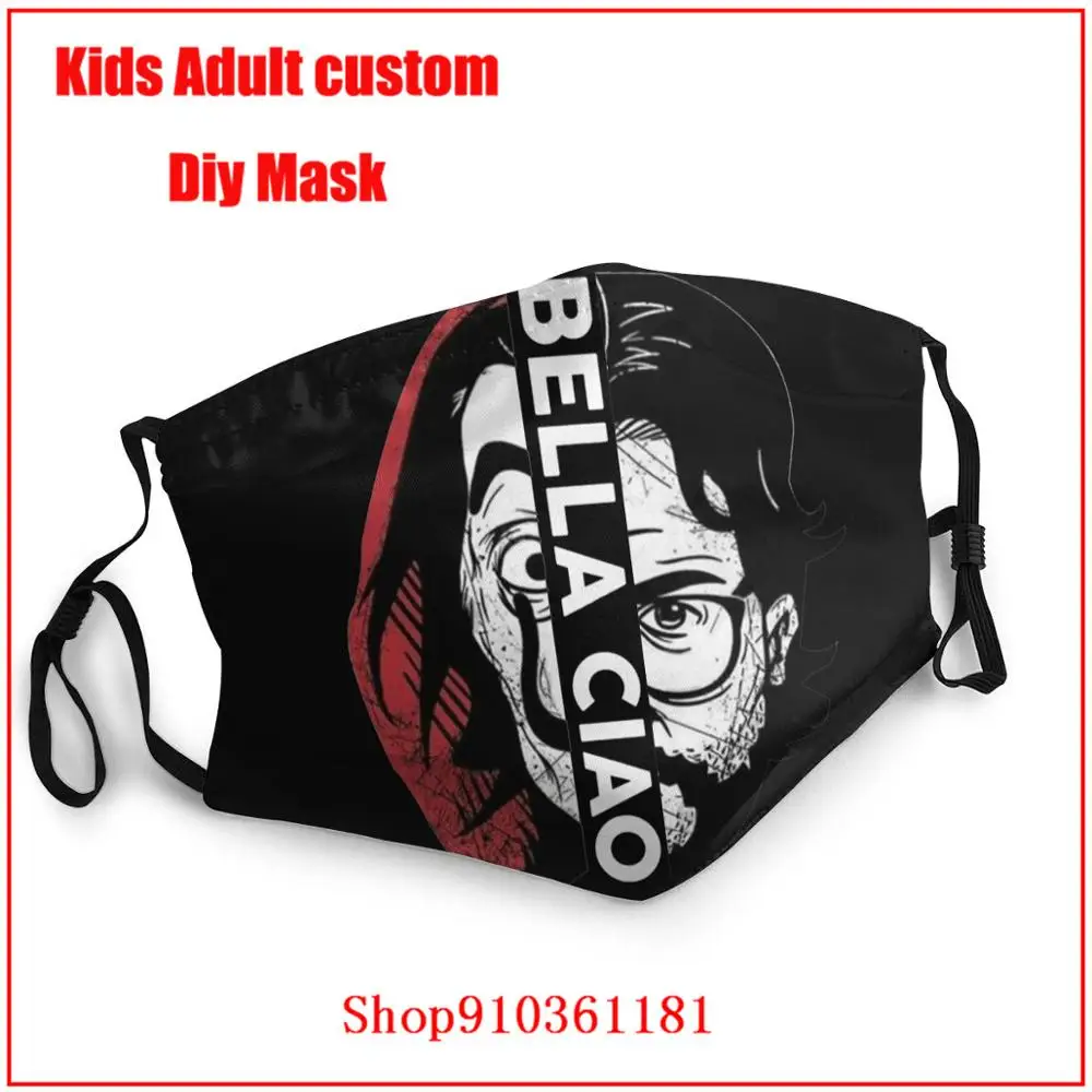 Bella Ciao La Casa De Abstraktných Black dizajnér maska na tvár mascarillas desechables mascarillaa tela motocyklom umývateľný maska