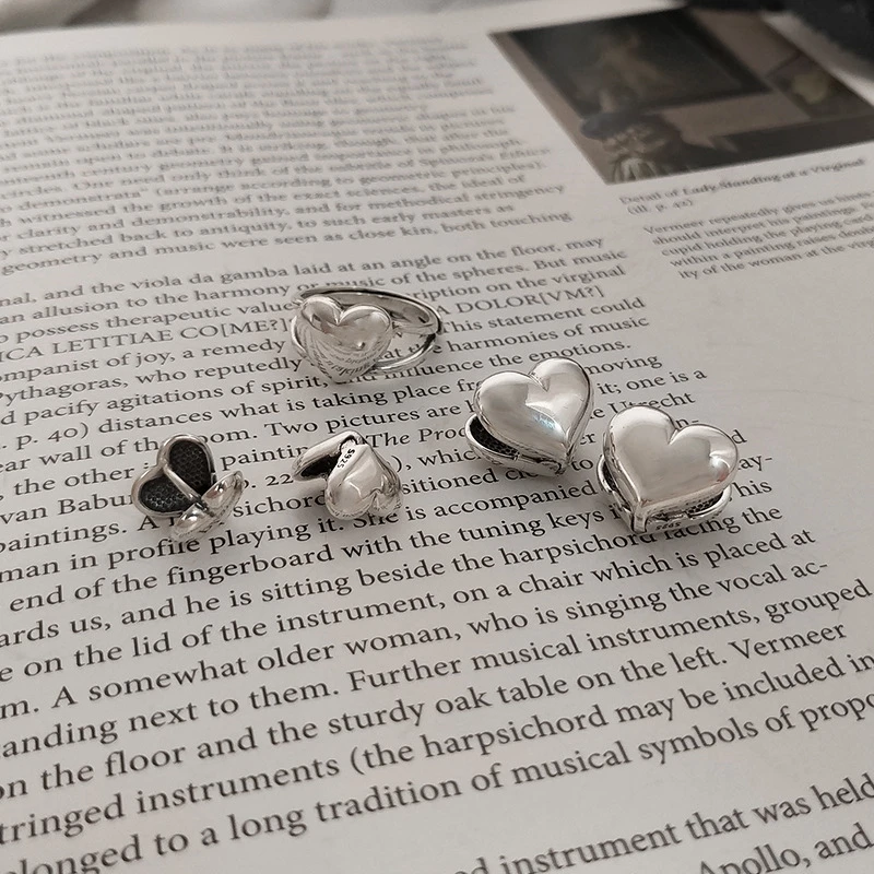Besimpol Reálne 925 Sterling Silver Srdca Náušnice, Módne Kórejský Štýl Minimalistický Strany Náušnice Pre Ženy, Luxusné Jemné Šperky