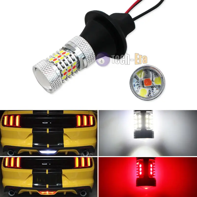 Biela/Červená Switchback 3156 T25 31-SMD Switchback LED Žiarovky Pre 15-až Mustang Zálohovanie a Zadné Hmlové Svetlá,Brzdové Svetlo