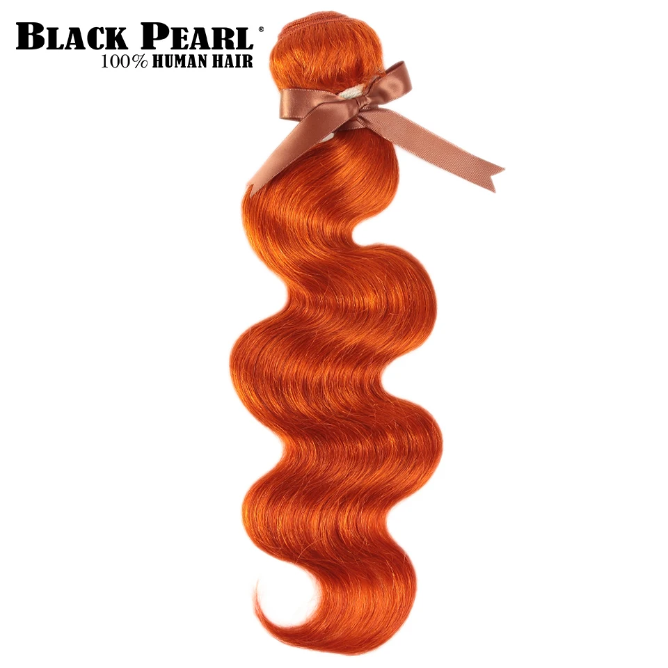 Black Pearl Orange Zväzky S Uzáverom Malajzie Telo Vlna Remy Ľudské Vlasy Väzbe Orange Zväzky S Uzáverom