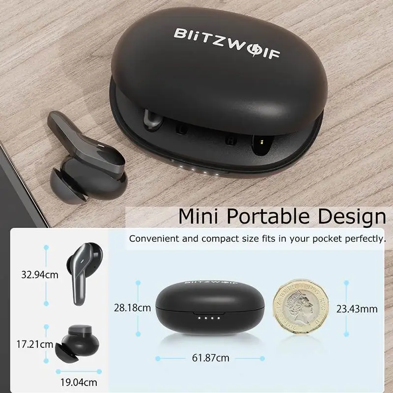BlitzWolf BW-FYE5S TWS bluetooth 5.0 Slúchadlá Bezdrôtové Slúchadlá Super Mini HiFi Stereo Touch Ovládania IPX5 Vodotesný s Mic