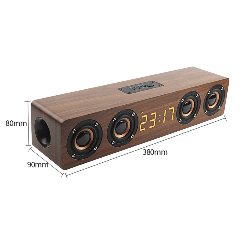 Bluetooth reproduktor stĺpca Domáce Kino Stereo 20W Drevené prenosné basy priestorový Multi-funkčný Subwoofer, Soundbar Podpora TF FM