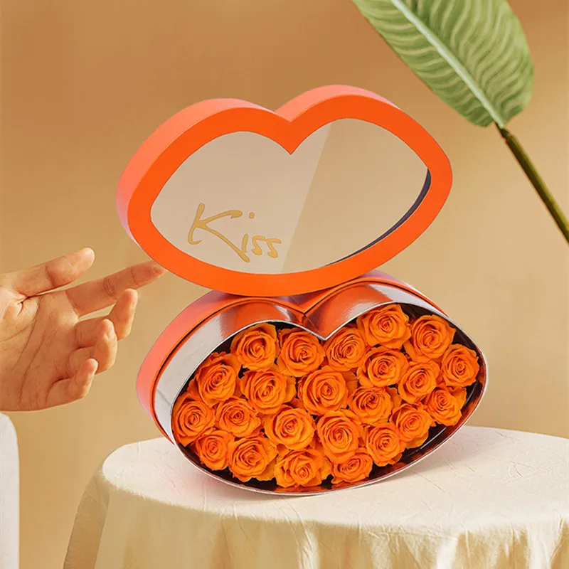 Bozkávanie na pery v tvare darčeka + mydlo kvet romantického Valentína darček svadobné kytice suvenír drží kvet darčekové balenie