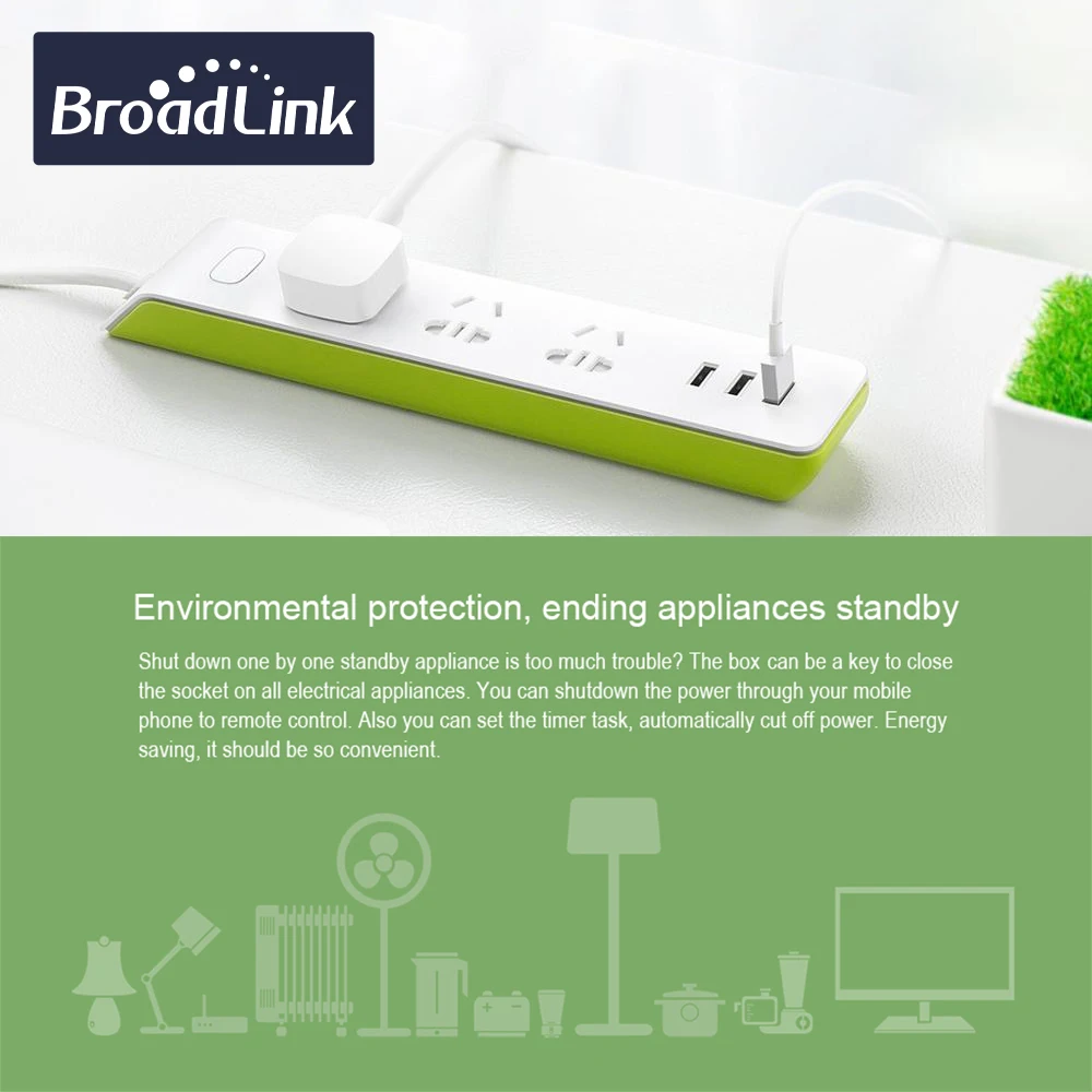 Broadlink MP1 WiFi Zásuvky Smart Home Automation 4-Zásuvky Plug 3G, 4G Bezdrôtové APLIKÁCIE Android IOS Diaľkové Ovládanie Samostatne 250V 10A