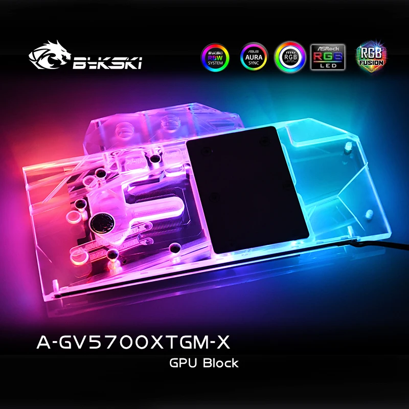 Bykski Plné Pokrytie RGB / A-RGB GPU Blok Vodného Chladenia Pre Gigabyte Radeon RTX5700XT Herné OC 8G Grafická Karta A-GV5700XTGM-X