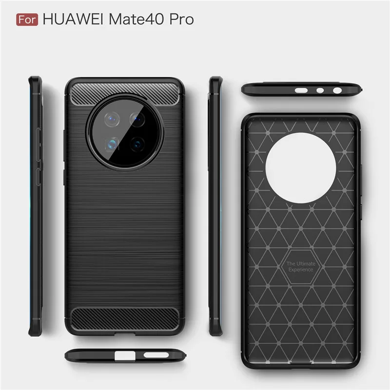 Carbon Fiber Telefón puzdro Na Huawei Mate 40 Pro Prípade Mate 40 20 X Kryt Mäkké TPU Späť Telefón Nárazník Pre Huawei Mate 40 20X Funda