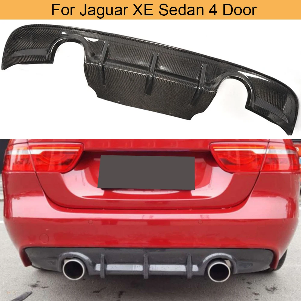 Carbon Fiber Zadný Nárazník Difúzor Pery Spojler pre Jaguar XE Sedan 4 Dvere - 2017 Zadný Nárazník Difúzor Pery Spojler Black FRP