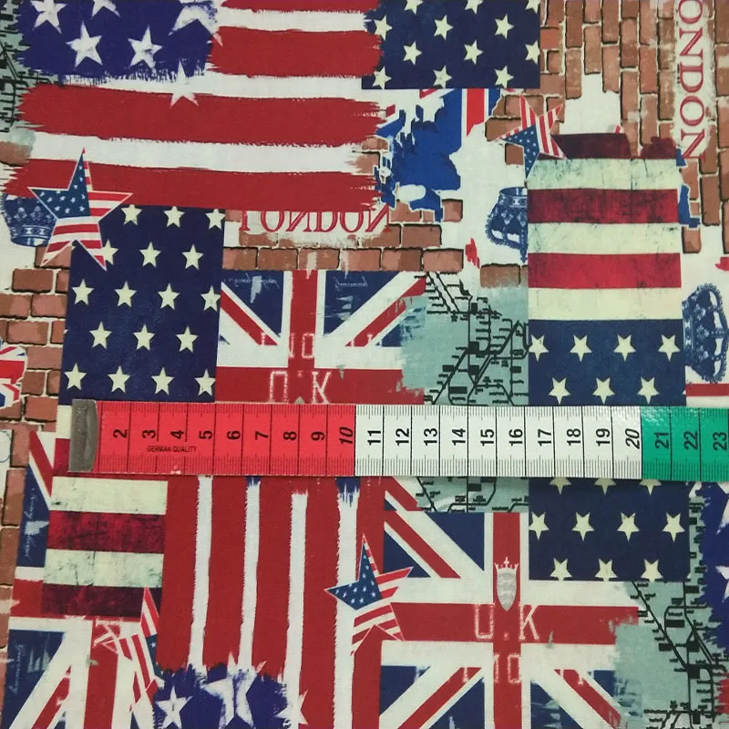 Celkom Londýne britskej Vlajky Tehlovej Steny Potlačené Bavlnené Tkaniny 50x105cm Pre DIY Šitie Handričkou Šaty, Klobúk Taška Domova
