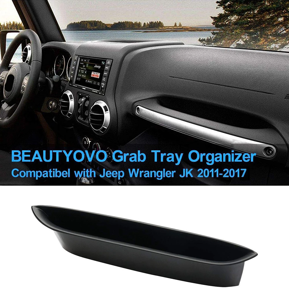 Chyť rukoväť Skladovanie Zásobník Box + Non-slip Mat Na Jeep Wrangler Pre JK Cestujúcich 2011-2017 ABS Plast