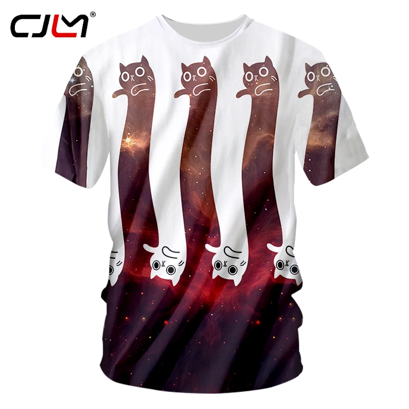 CJLM Galaxy Priestor 3d Tričko Hot Predaj Mužov Tlač Mačky Funny T-shirts Muž Bežné Hip Hop Streetwear Krátky Rukáv O Neck Tee Košele