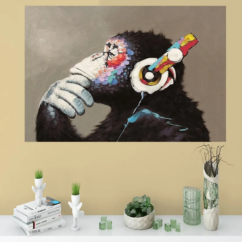 Conisi Moderné SWAG DJ Opice Wall Art Plátne Obrazy Hudby Zvierat Plagát Opice Domova pre Spálne Dekorácie