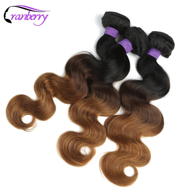 Cranberry Ombre Hair Zväzky 3 Tón Brazílsky Telo Vlna Ľudských Vlasov Ombre Zväzky Riešenie 3ks/Veľa Stroj Dvojitý Útok Non Remy Vlasy
