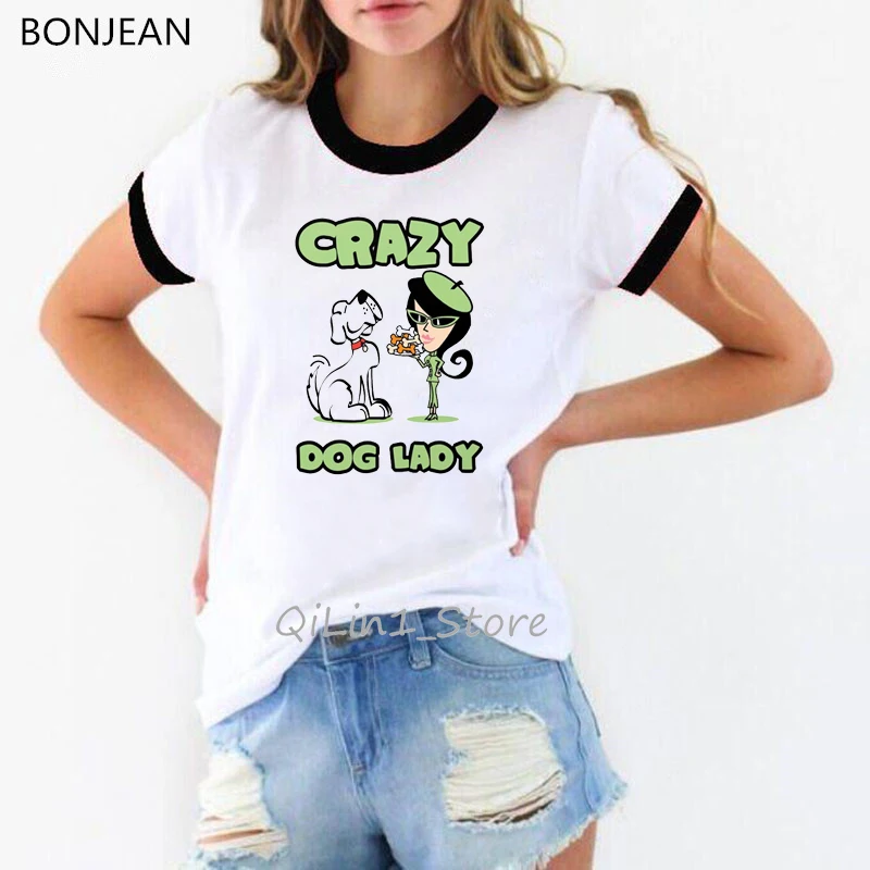 Crazy dog lady tričko zábavné tričká ženy roztomilý letné top buldog/ jazvečík/ Chihuahua milovník psov Vianočný darček grafické tees
