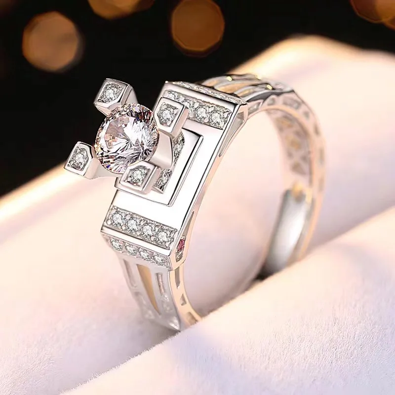 D VVS1 1ct moissanite Krásne niť krúžok, 925 Sterling Silver Diamond ring. Módne šperky