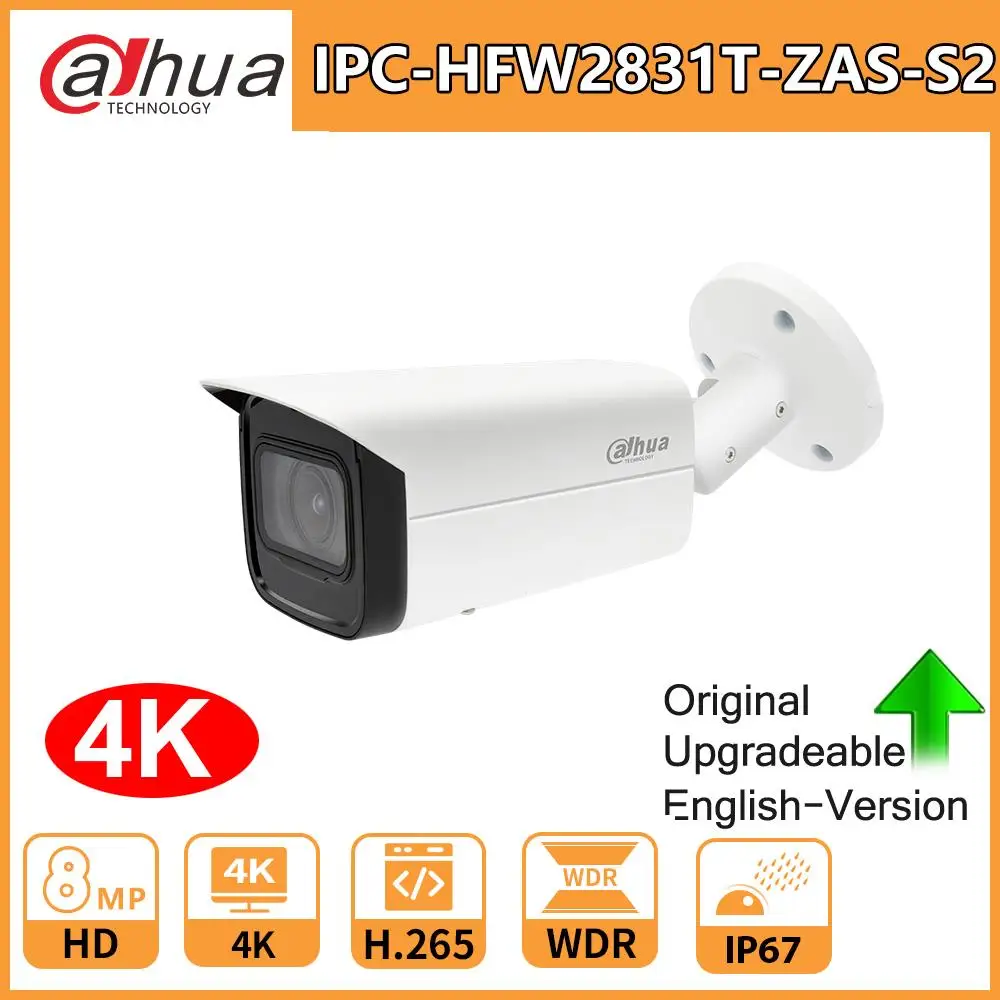 Dahua IP Kamera Security 4K 8MP IPC-HFW2831T-ZAS-S2 PoE WDR hviezdne svetlo IP67 IVS H. 265+ Vstavaný IČ LED IR 60 m