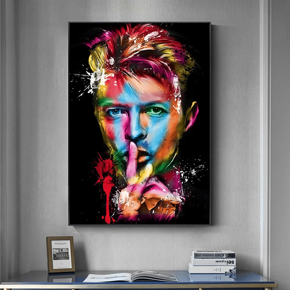 David Bowie Rockovej Hudby Superstar Watercolour Graffiti Plátno Umenie Plagátu A Tlač Portrét Obrázok Na Stenu Decor Pre Obývacia Izba