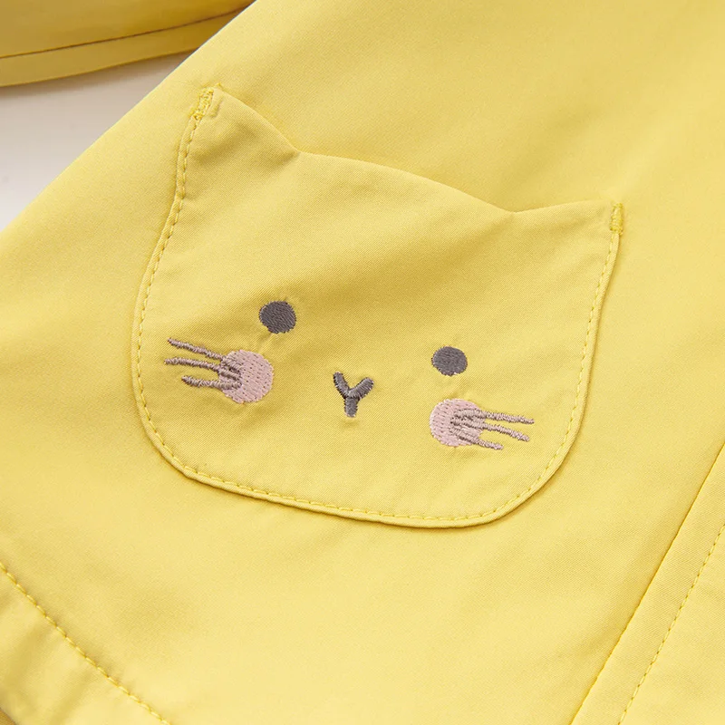DBJ16669 dave bella jar baby dievčatá módne kreslených mačka vrecká na zips s kapucňou kabát deti topy dieťa batoľa vrchné oblečenie