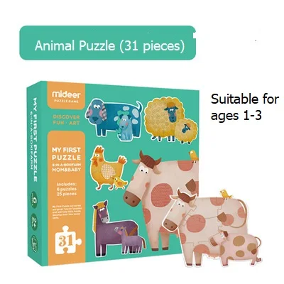 Detské Hračky Šesť-in-One Nastaviť Osvietenie Kognitívne Veľké Puzzle Papier, Kúsky Skladačky Zvierat Veľkoobchod