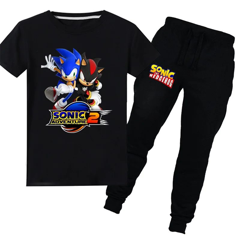 Detské oblečenie nové horúce Sonic the Hedgehog cartoon deti T-shirt mikina s kapucňou sveter + nohavice športové ležérne módne farby