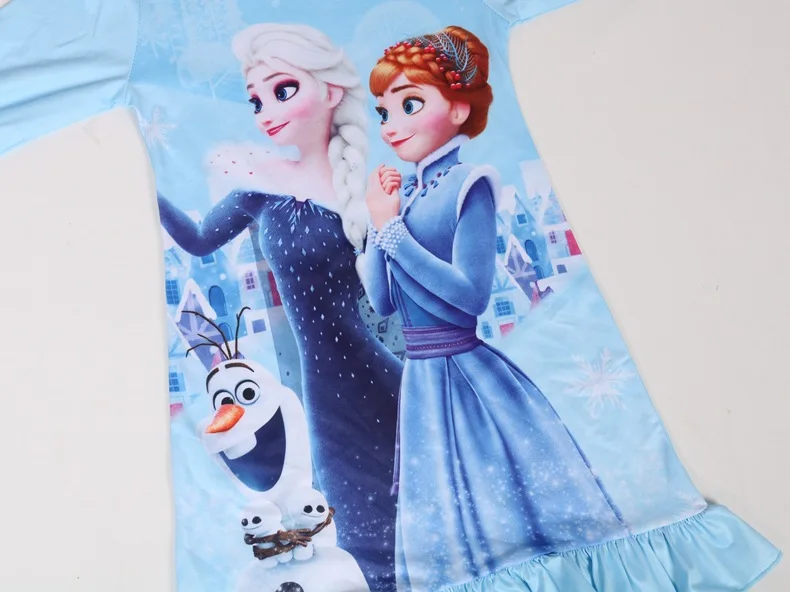 Dievčatá Disney Pyžamo Šaty Mrazené Elsa Sleepwear Šaty Deti Oblečenie Snehová Kráľovná Dievča Princezná Šaty Narodeniny Vestidos