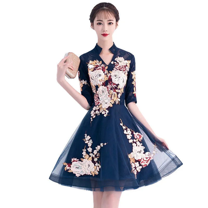 Dievčenské Cheongsam Šaty 2020 Nové Zimné dámske Krátke Štýl Modernej Módy Nové Mládež Lepšiu Čínsky Štýl