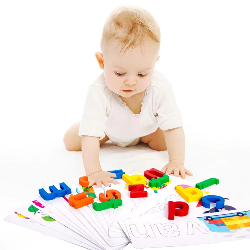 Dieťa Drevené Anglický List Poznanie Karty Bloky Pravopis Hry Raného Vzdelávania Hračka