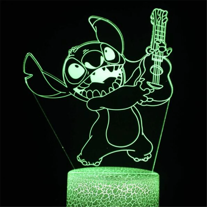 Disney Karikatúry 3D Lampa Lilo & Stitch LED Nočné Svetlo 3D ilúziu Lampa Spálne Dekorácie Lampara Farebné Stolové Lampy Dieťa Dary