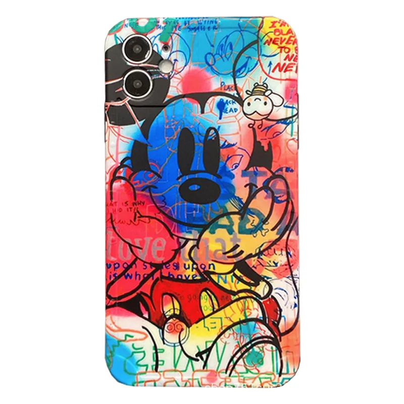 Disney Telefón puzdro pre IPhone 11pro XR X XS 12 7 8 11 Pro Max Plus 12mini Mládež Graffiti Silikónové Karikatúry Mobilný Telefón Prípadoch