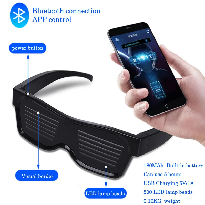 Displej Bluetooth Okuliare S Nabitá Magic-Transformované DIY LED