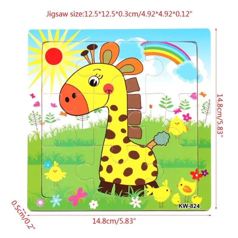 Drevené Puzzle Skladačka pre Deti vo Veku 2-5 Batoľa Puzzle 6 Kusov Predškolského Vzdelávacieho Hračky Nastaviť Zvieratá Hádanky