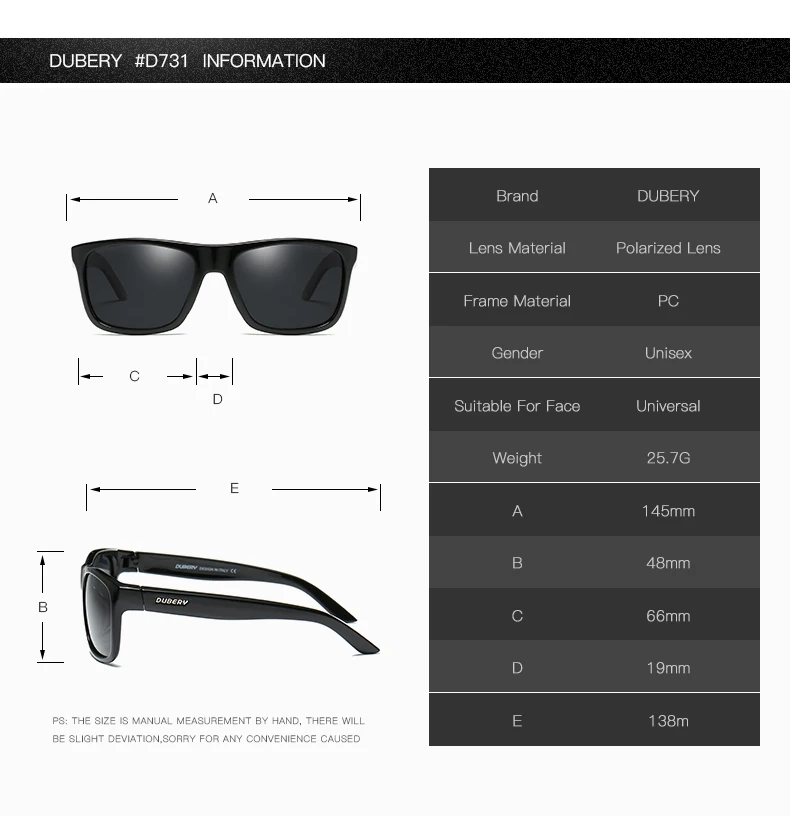 DUBERY Dizajn Značky Polarizované slnečné Okuliare Black Mužov Jazdy Odtiene Male Retro Slnečné Okuliare Pre Mužov Lete Zrkadlo Námestie Oculos 182